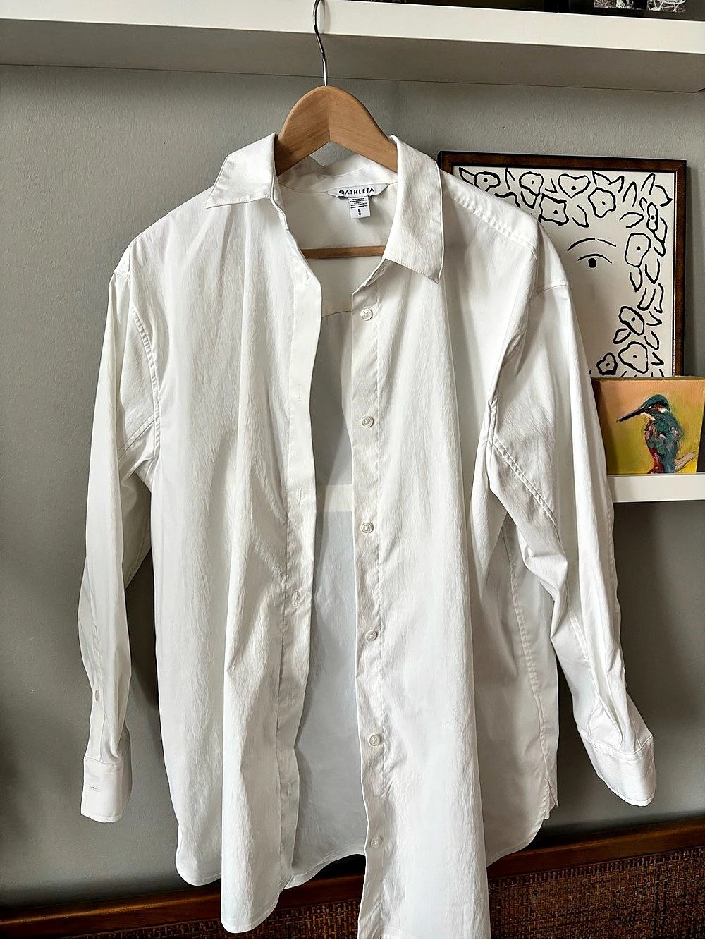 Women’s Athleta Midday Relaxed Poplin Shirt White Button Down Large